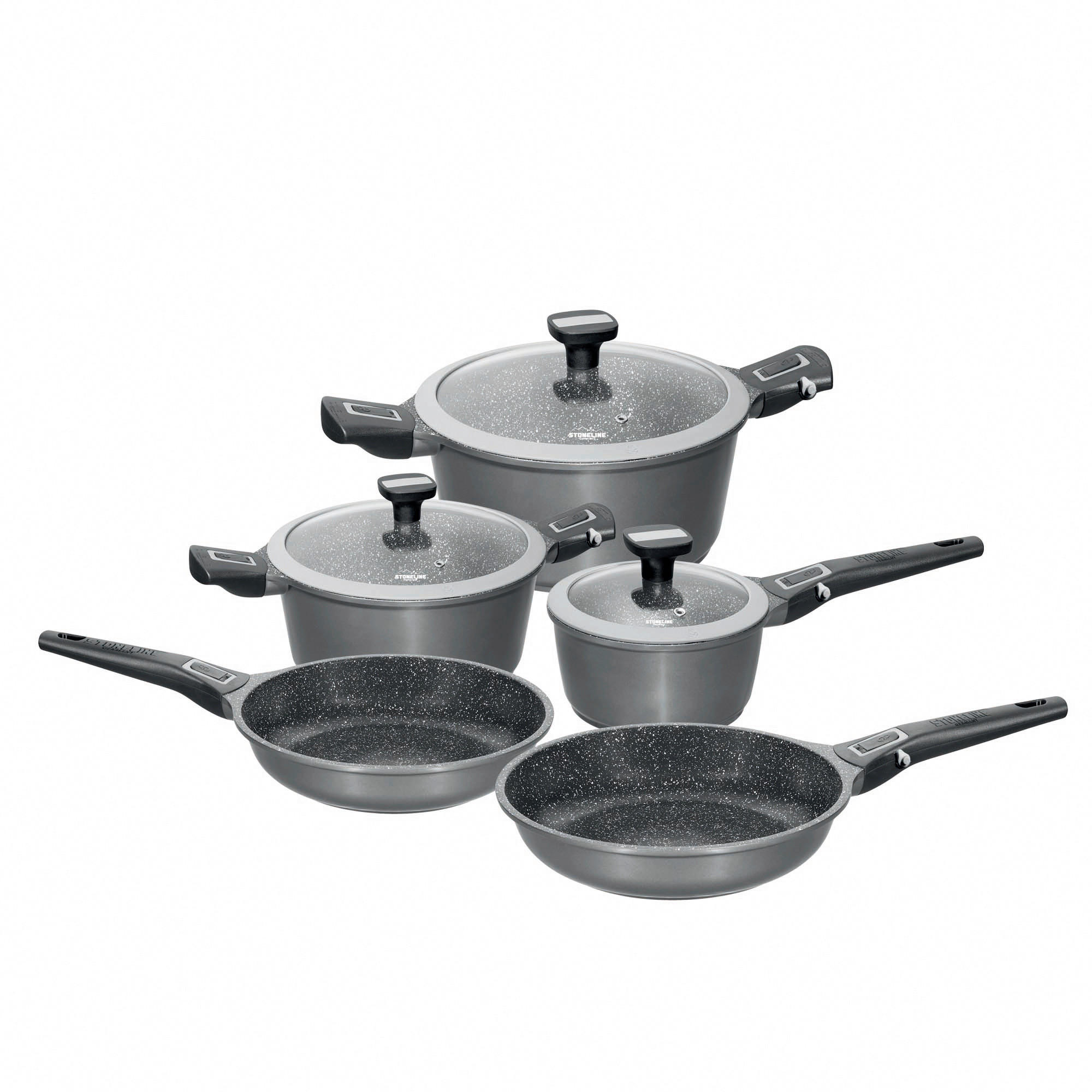 KOCHTOPFSET 8-teilig  - Anthrazit, Basics, Metall - Stoneline