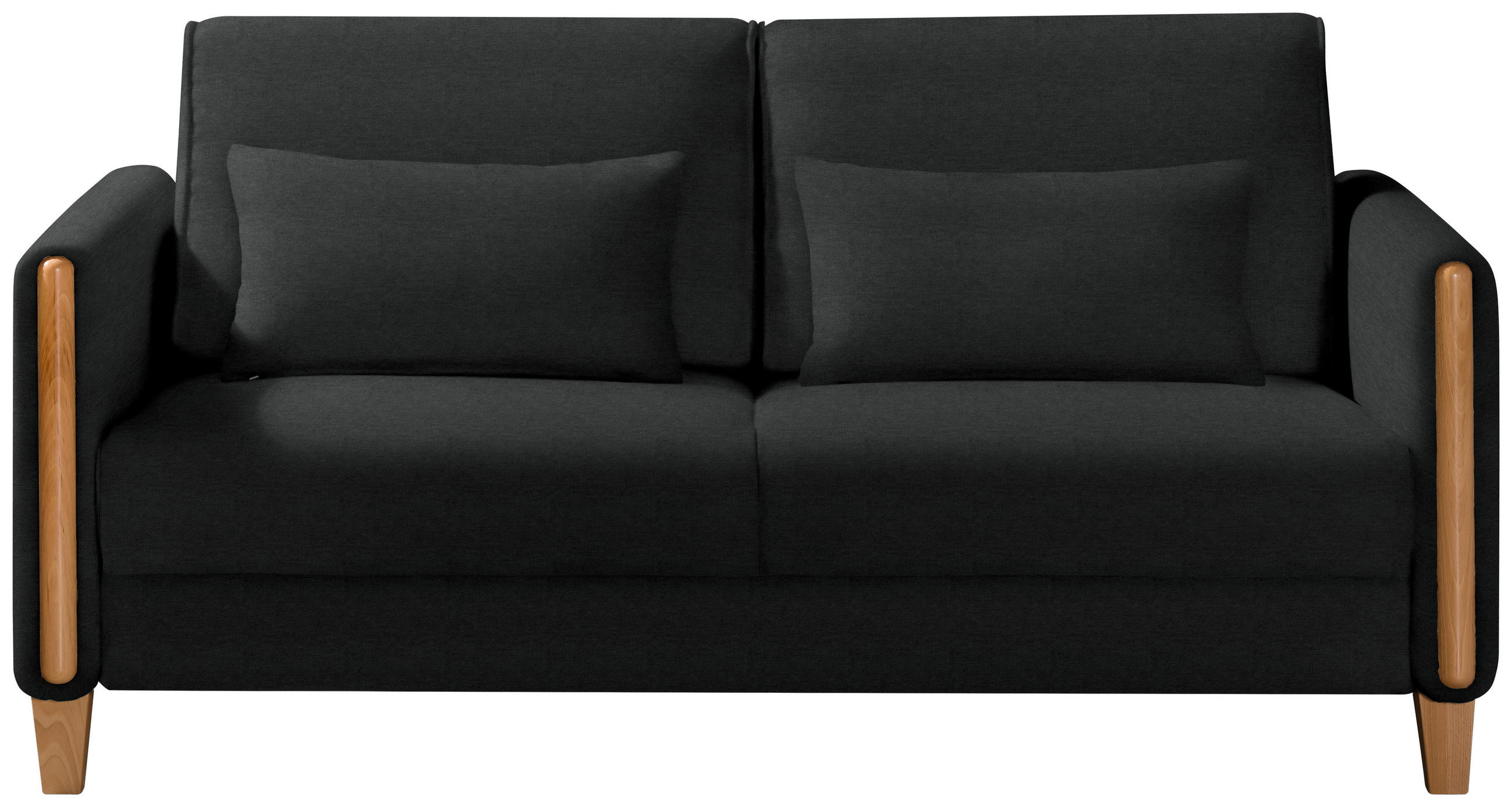 SCHLAFSOFA in Holz, Textil Schwarz, Buchefarben  - Buchefarben/Schwarz, Design, Holz/Textil (174/88/104cm) - Niels Andersson