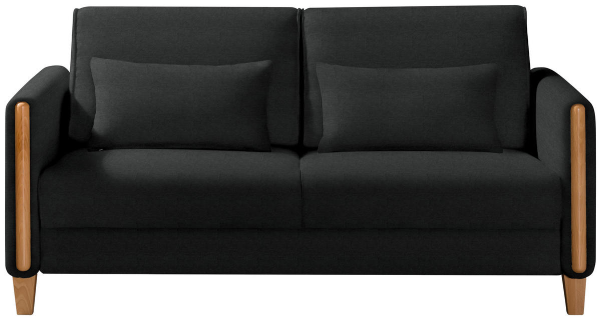 SCHLAFSOFA Holz, Textil Schwarz, Buchefarben  - Buchefarben/Schwarz, Design, Holz/Textil (174/88/104cm) - Niels Andersson