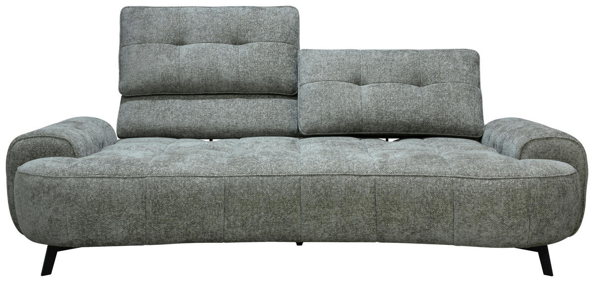 2-SITZER-SOFA Chenille Grau  - Schwarz/Grau, Design, Kunststoff/Textil (230/84/104/111/122cm) - Livetastic