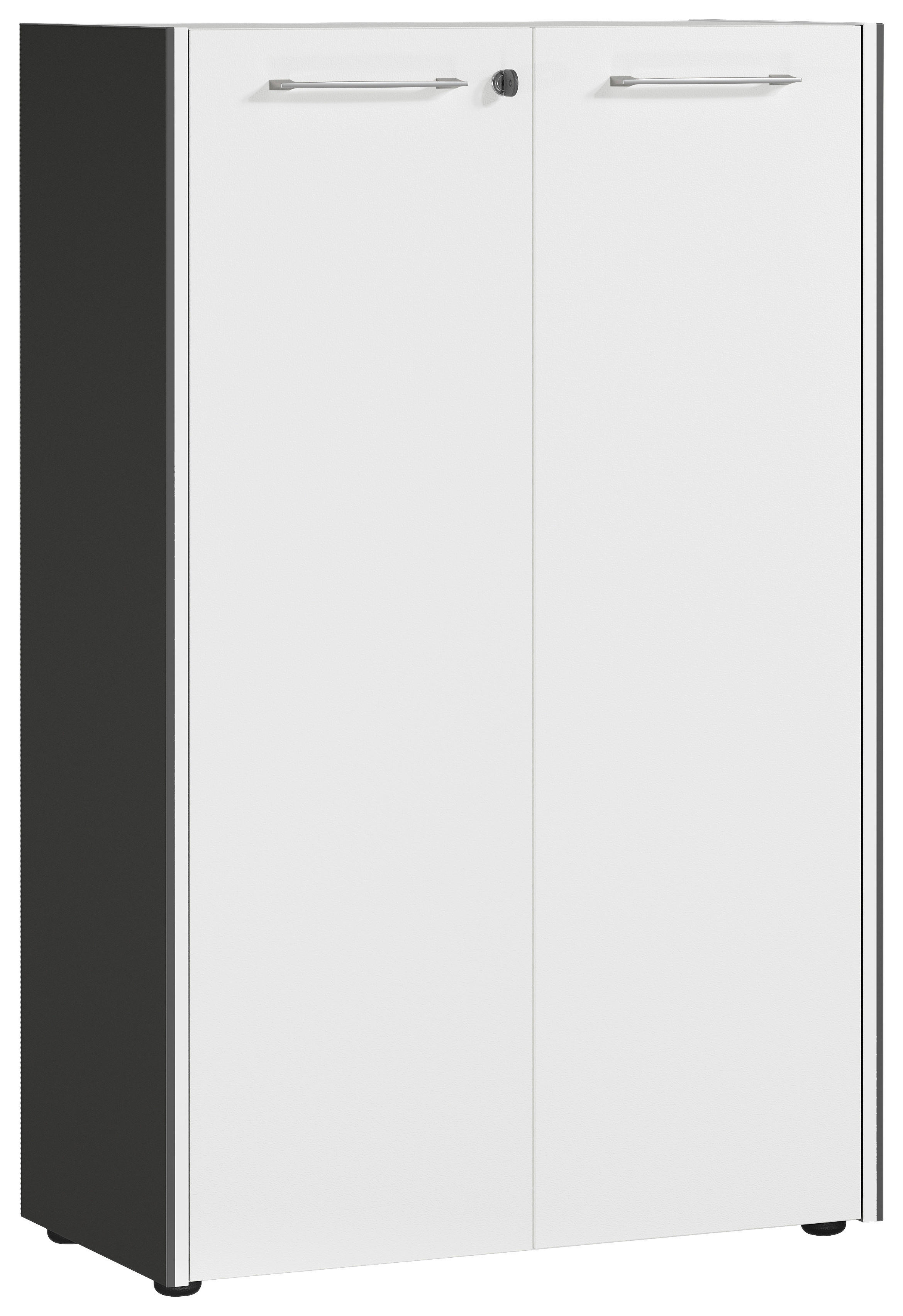 AKTENSCHRANK Graphitfarben, Weiß  - Graphitfarben/Weiß, MODERN, Holzwerkstoff (75/120/40cm) - Germania