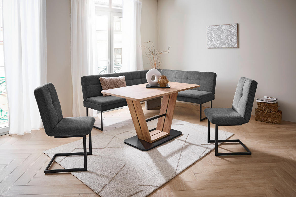 ECKBANK 213/164 cm Webstoff Anthrazit   - Anthrazit/Schwarz, Design, Textil/Metall (213/164cm) - Novel