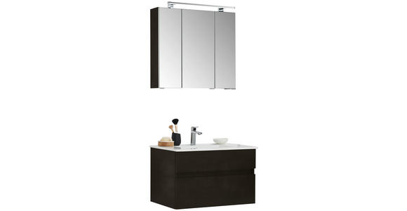 BADEZIMMER 3-teilig in 72 cm - Dunkelgrau/Weiß, Design, Keramik/Holzwerkstoff (72cm) - Novel