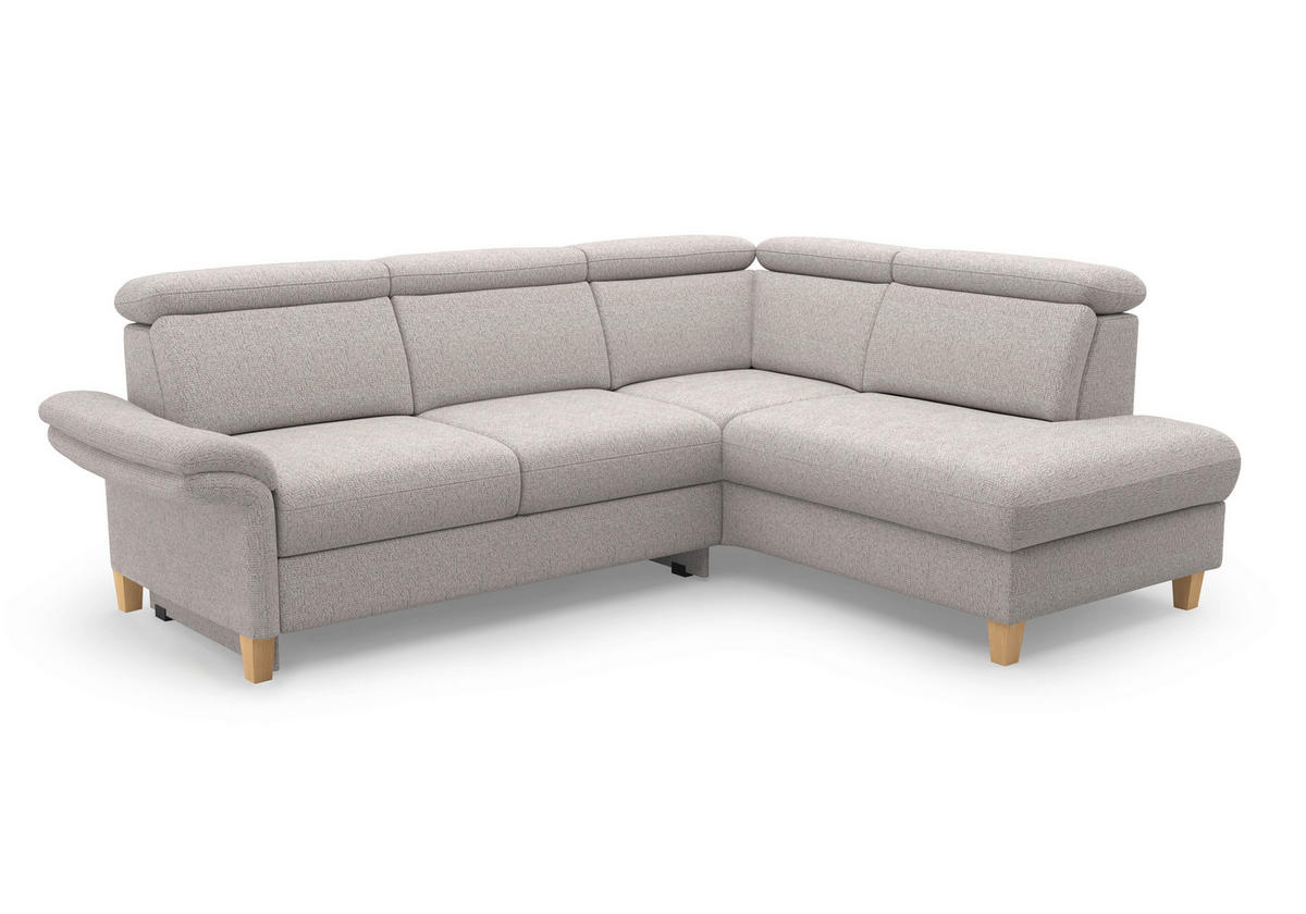 ECKSOFA GLENDALE E Silberfarben Chenille  - Eichefarben/Silberfarben, KONVENTIONELL, Holz/Textil (247/193cm) - Sit & More