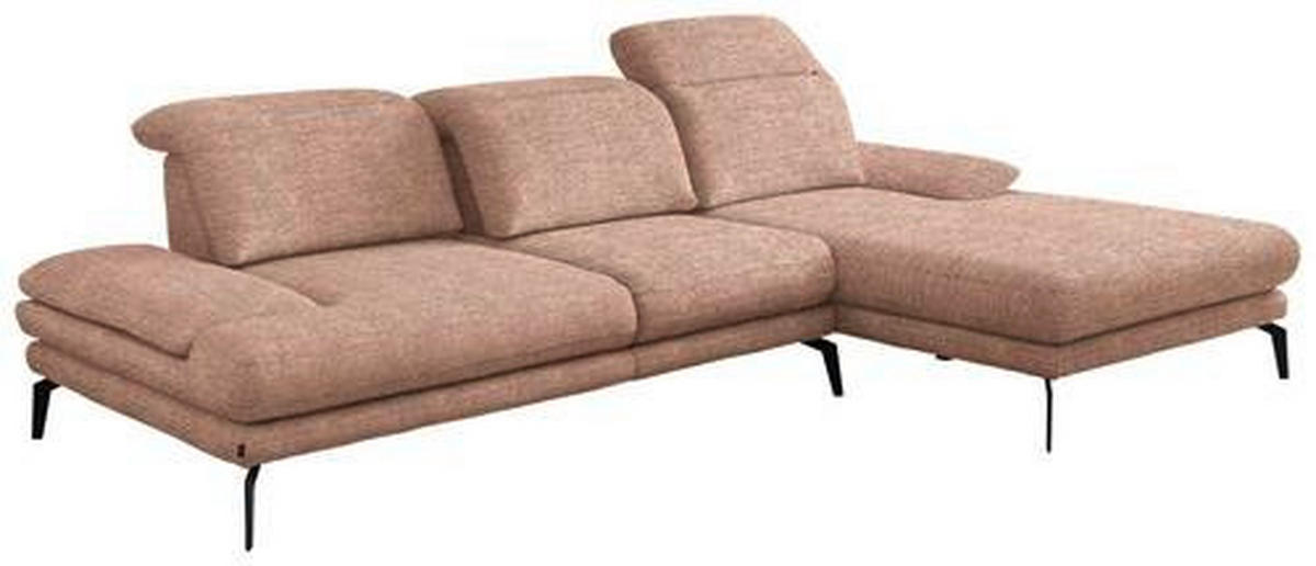 ECKSOFA in Webstoff Hellbraun  - Hellbraun/Schwarz, Design, Textil/Metall (289/180cm) - Stylife