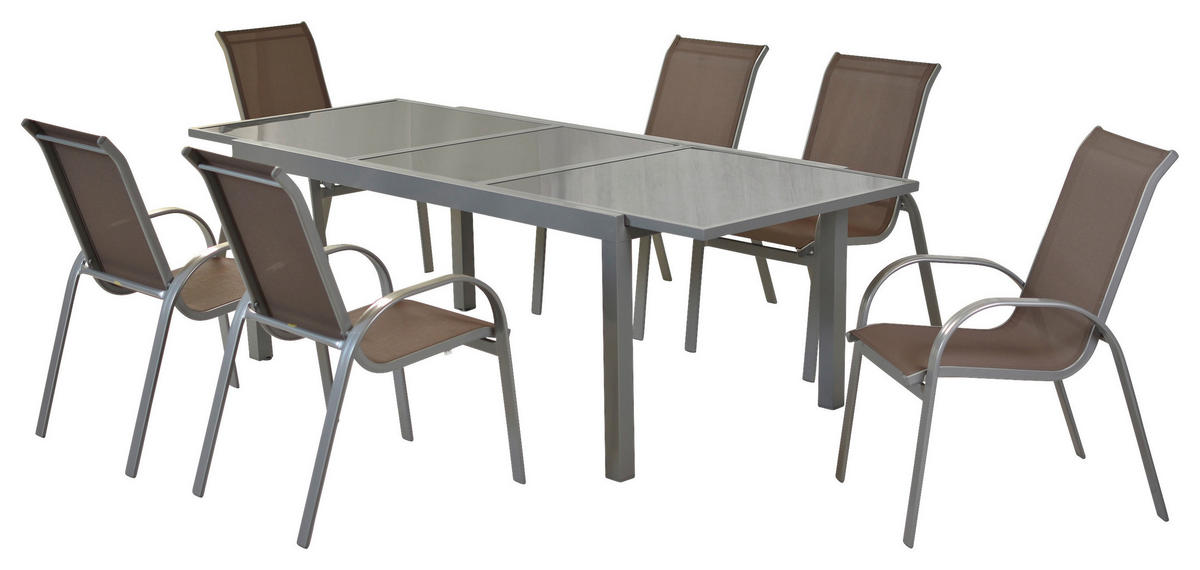 GARTENSET 7-teilig  - Silberfarben, MODERN, Textil/Metall - Gardenson