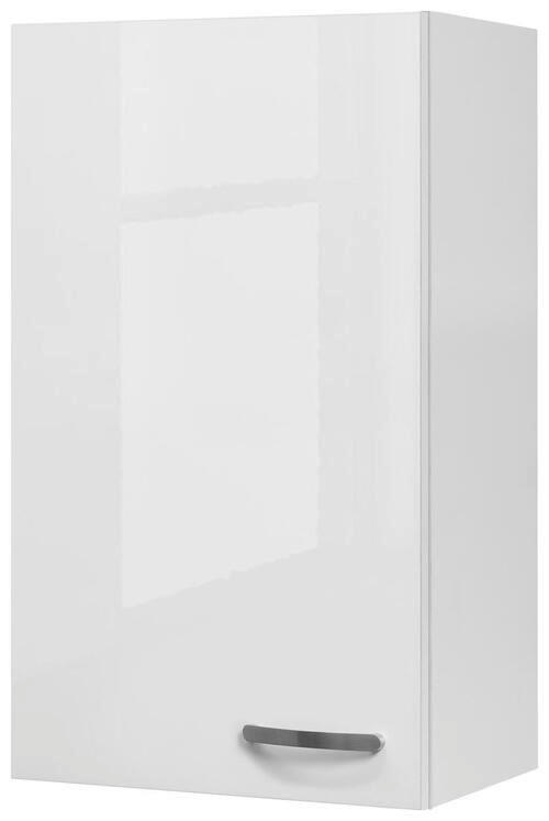 KÜCHENOBERSCHRANK 50/89/32 cm  in Weiß, Weiß Hochglanz  - Edelstahlfarben/Weiß Hochglanz, MODERN, Holzwerkstoff/Metall (50/89/32cm) - FlexWell