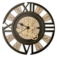 WANDUHR - Schwarz, Eichefarben, Goldfarben  - Eichefarben/Goldfarben, Basics, Holz/Kunststoff (57cm)