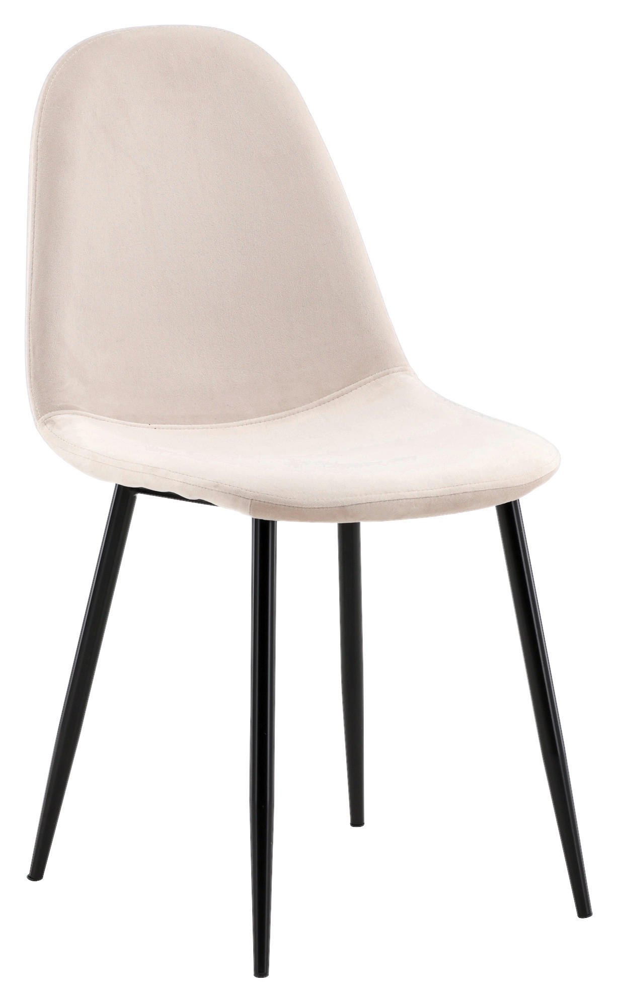 STUHL-SET 2 Stück in Stahl Samt Metall, Textil - Beige/Schwarz, Design, Textil/Metall (44/88/53cm) - Livetastic