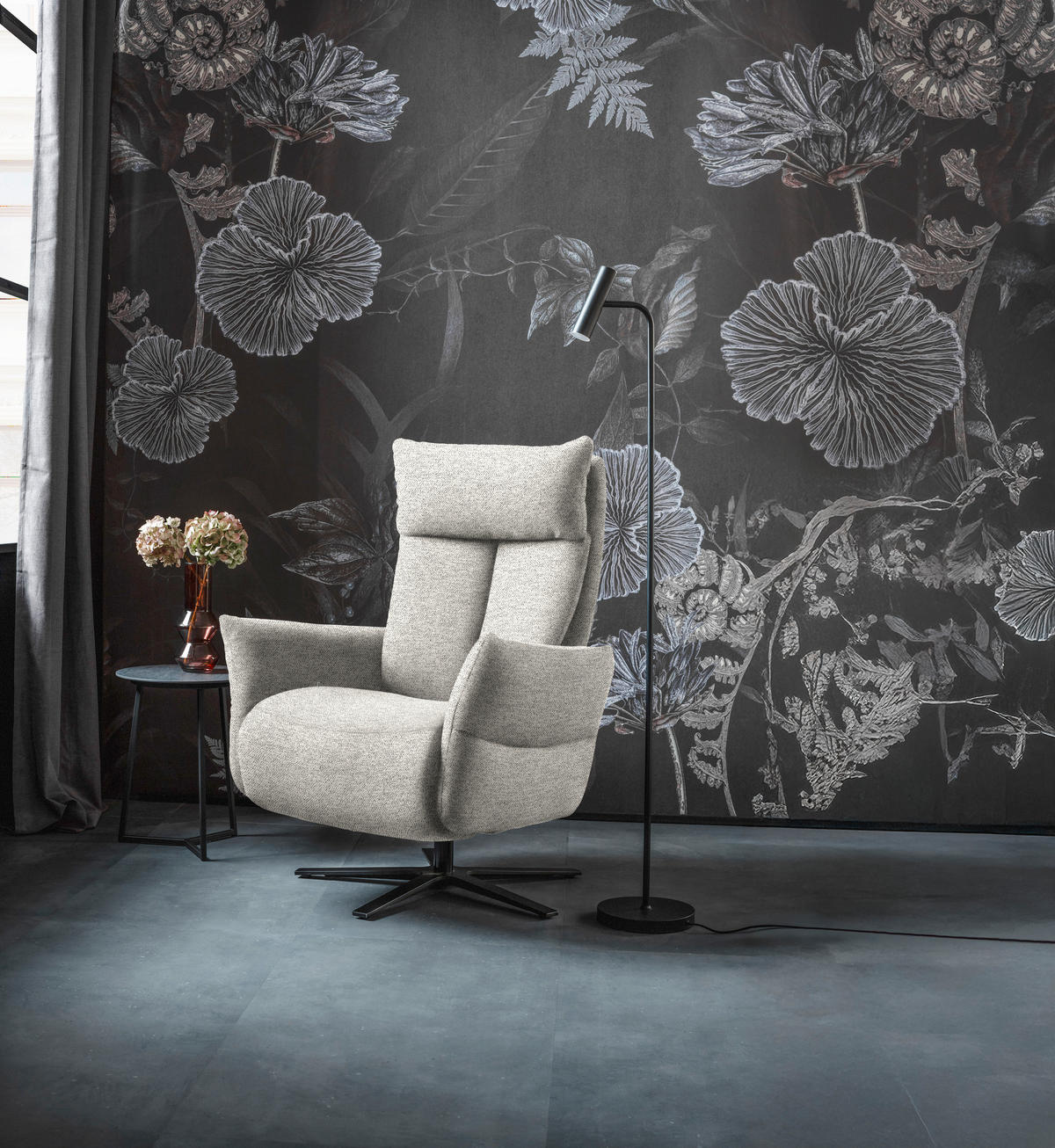 FERNSEHSESSEL  mit Relaxfunktion Chenille Silberfarben  - Silberfarben/Schwarz, Design, Textil/Metall (74/115/85cm) - Schöner Wohnen
