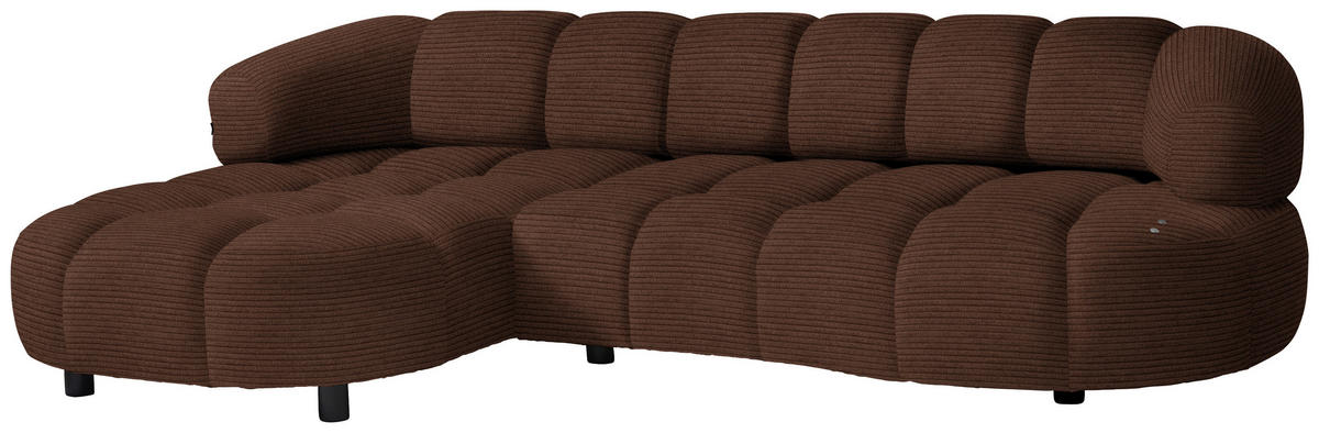 ECKSOFA in Cord, Velours Dunkelbraun  183/284 cm  - Dunkelbraun/Schwarz, Design, Holz/Textil (183/284cm) - Welnova