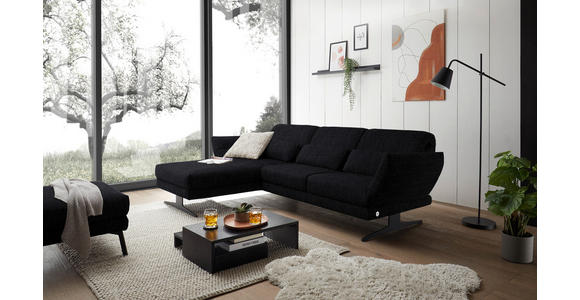 ECKSOFA  in Flachgewebe Schwarz  176-217/279-327 cm  - Schwarz, Design, Textil/Metall (176-217/279-327cm) - Dieter Knoll