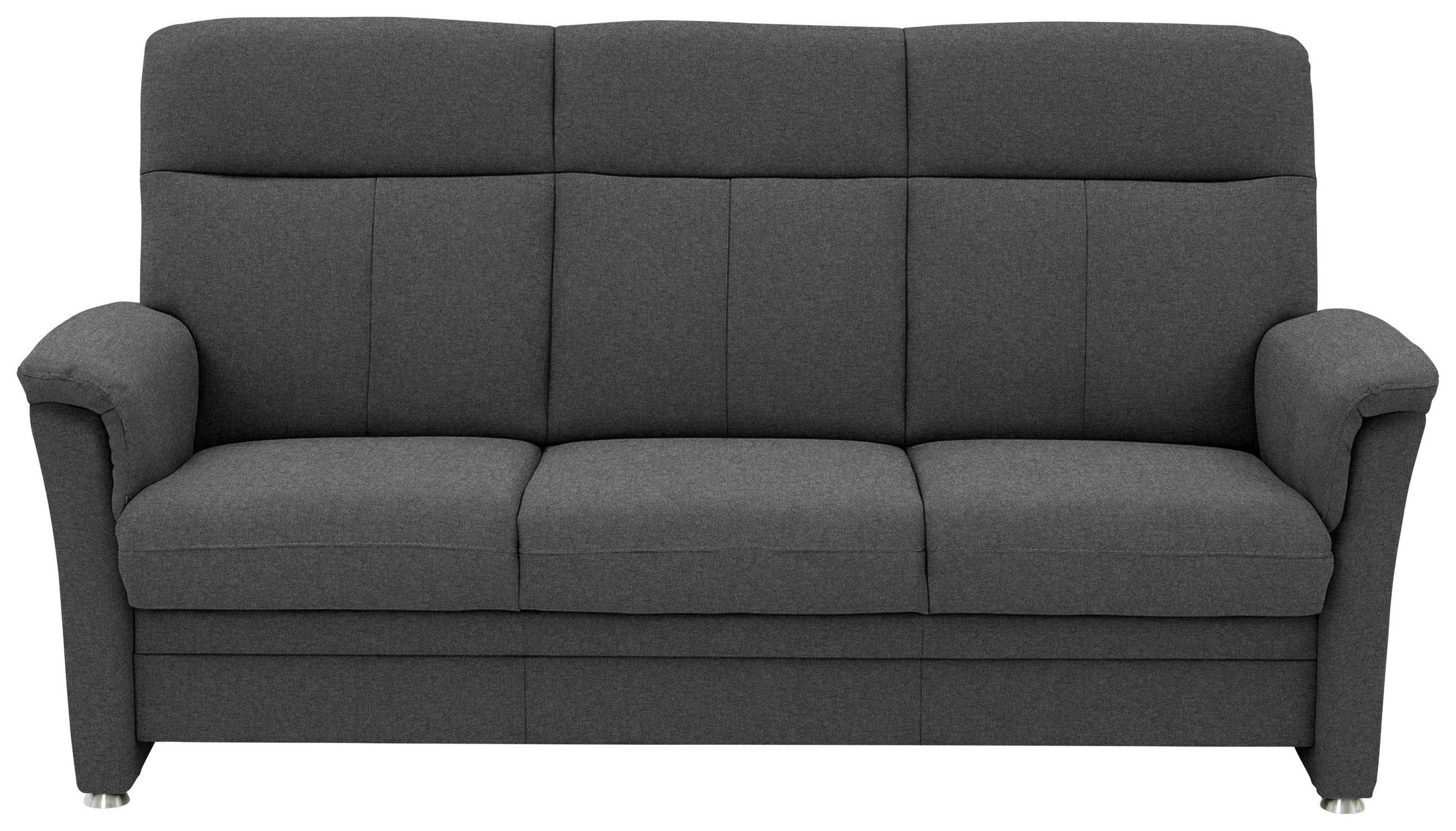 3-SITZER-SOFA  in Flachgewebe Dunkelgrau  - Dunkelgrau/Alufarben, KONVENTIONELL, Textil/Metall (194/100/89cm) - Beldomo Comfort