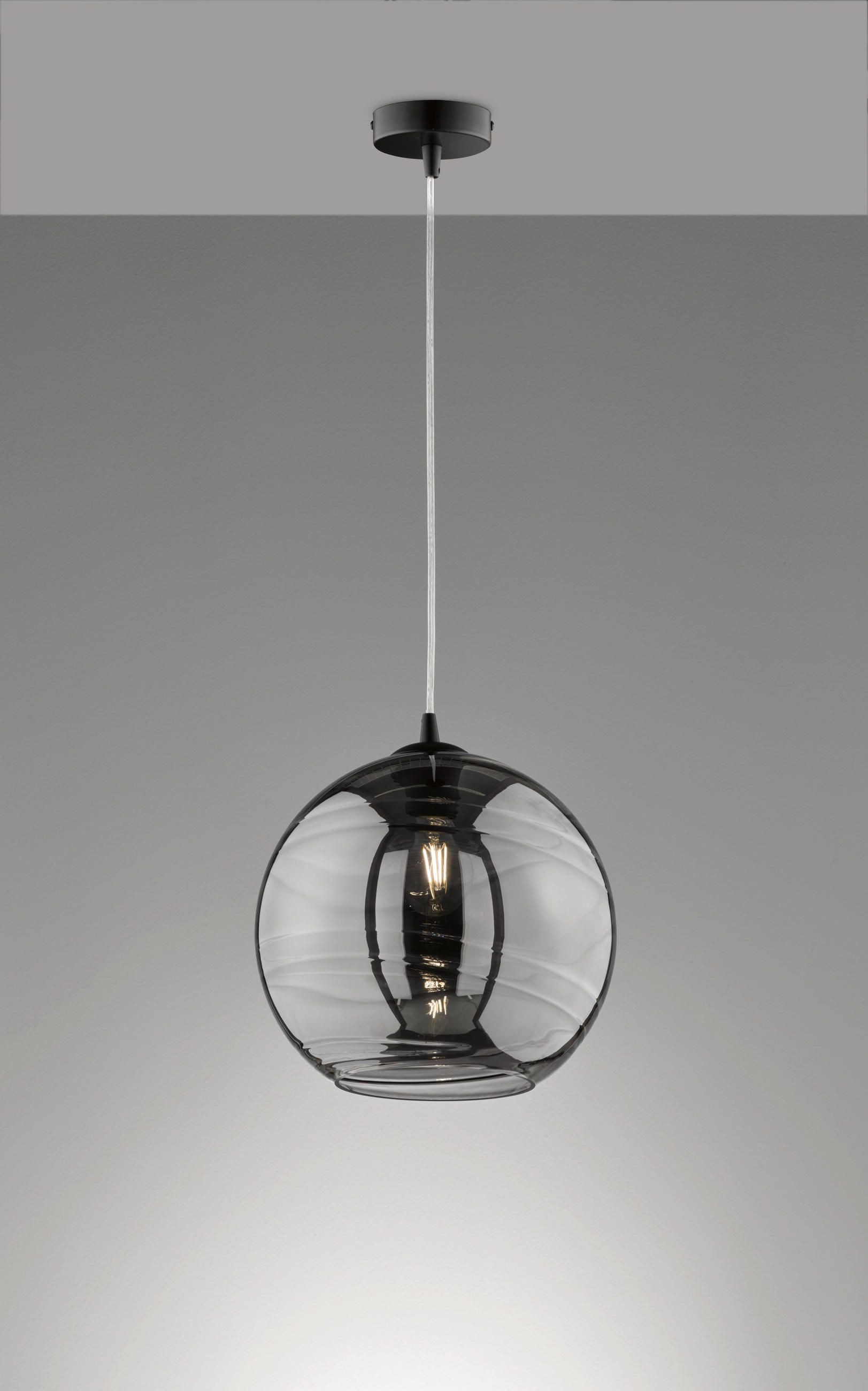 PENDELLEUCHTE 30/150 cm  - Klar/Schwarz, Trend, Glas/Metall (30/150cm) - Fischer & Honsel