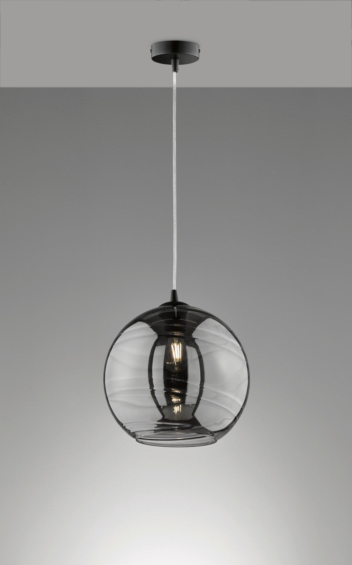 PENDELLEUCHTE Opie 30/150 cm   - Klar/Schwarz, Trend, Glas/Metall (30/150cm) - Fischer & Honsel