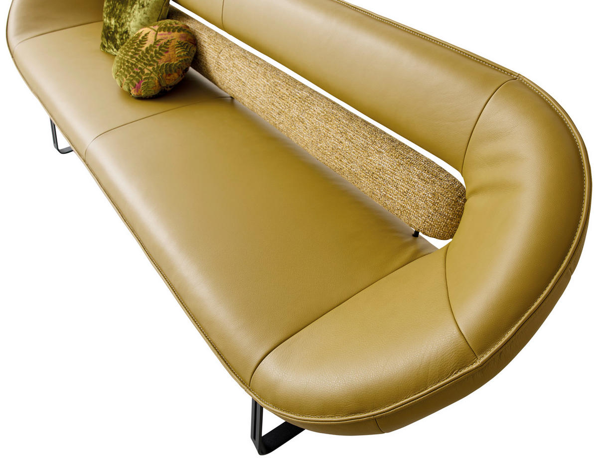 SITZBANK Leder Senfgelb  - Beige/Senfgelb, Design, Leder/Textil (240/89/68cm) - Koinor