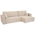 ECKSOFA inkl. Funktionen Beige Cord  - Beige/Schwarz, Design, Textil (267/141cm) - Xora