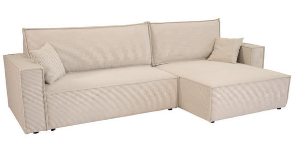 ECKSOFA inkl. Funktionen Beige Cord  - Beige/Schwarz, Design, Textil (267/141cm) - Xora