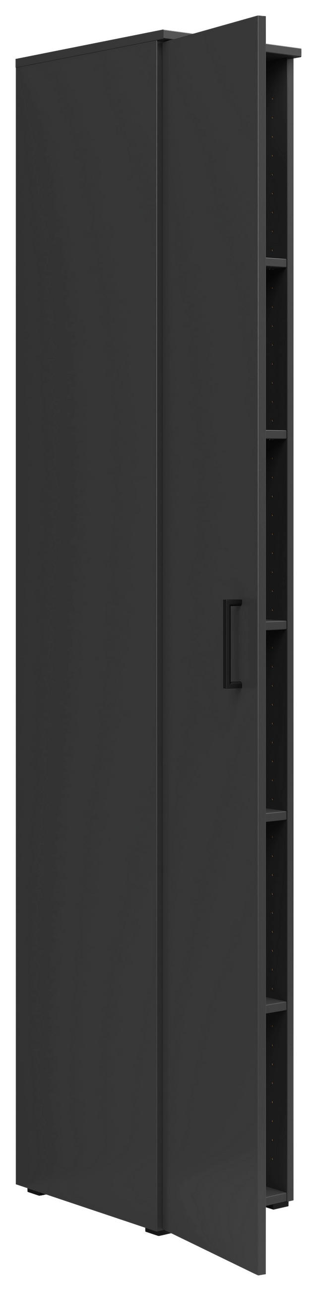 MEHRZWECKSCHRANK 30/195/40 cm  - Schwarz/Graphitfarben, Modern, Holzwerkstoff/Kunststoff (30/195/40cm) - Carryhome
