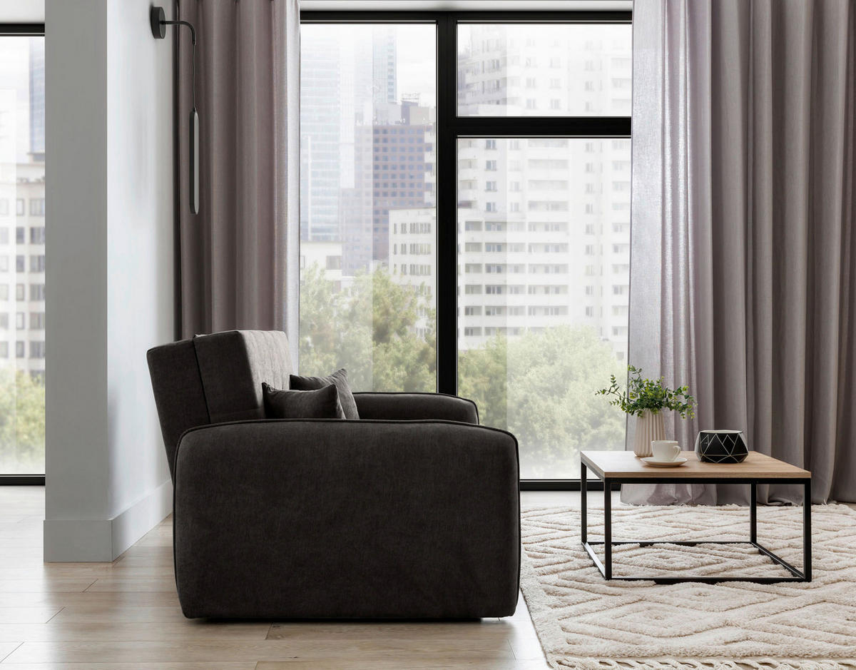 SCHLAFSOFA in Chenille Dunkelgrau  - Dunkelgrau/Silberfarben, Design, Kunststoff/Textil (155/105/75cm) - MID.YOU