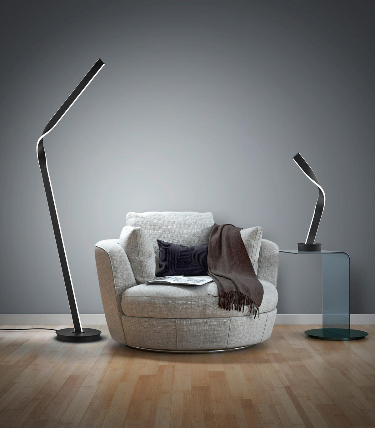 STOJEČA LED-SVETILKA  Cicenza /4700 lm/2000-4000 K// - črna, Trendi, kovina (181/53/30cm) - Cinque