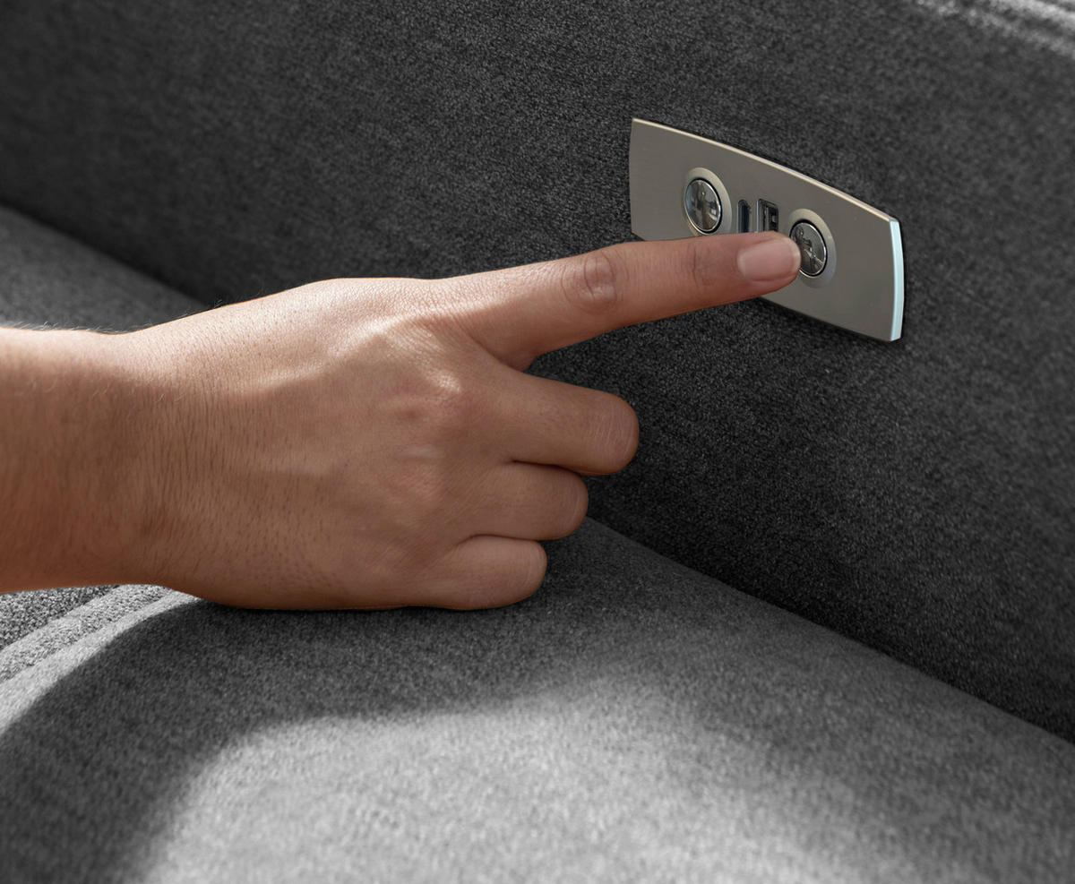 ECKSOFA VICARI Anthrazit Mikrofaser Kopfteilverstellung, Sitzvorzug  - Anthrazit/Schwarz, MODERN, Textil/Metall (185/292cm) - Livetastic