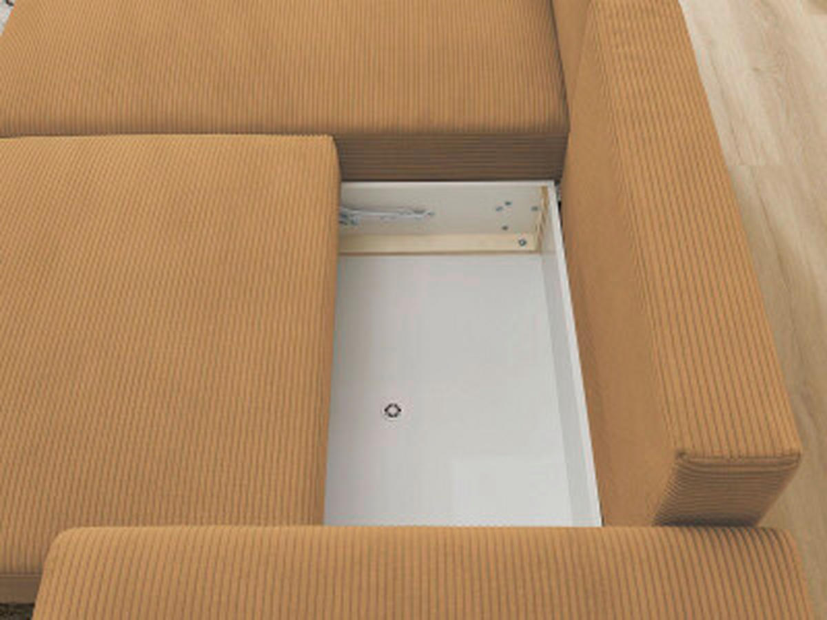 ECKSOFA Ottomane links  ATILLA Gelb Cord  - Gelb/Schwarz, MODERN, Kunststoff/Textil (149/244cm)