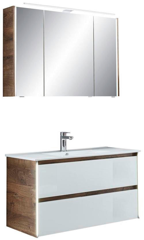 BADEZIMMER  in 105,5 cm  - Weiss, Design, Keramik/Holzwerkstoff (105,5cm) - Sadena