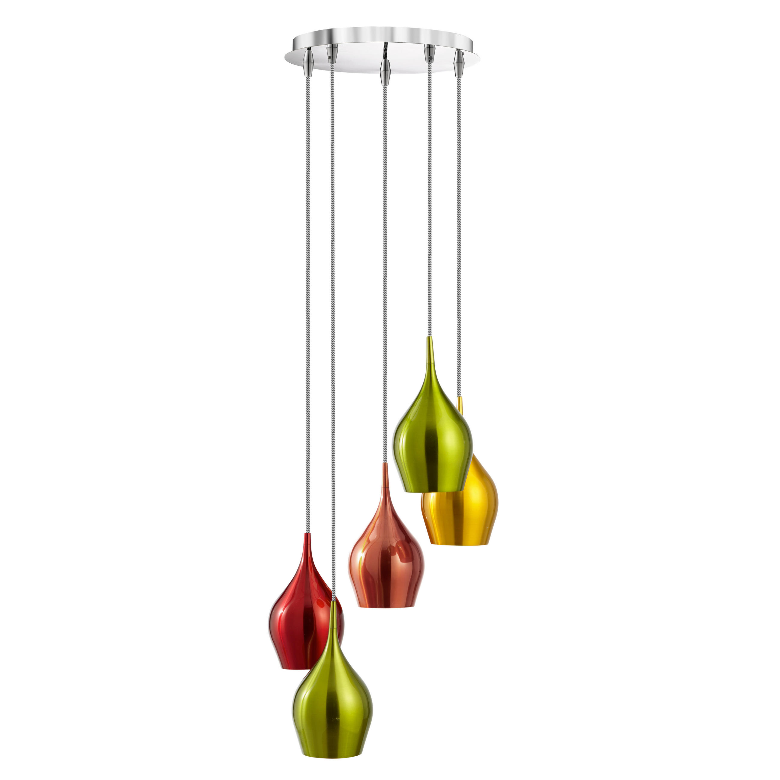 Searchlight Pendelleuchte Vibrant Gelb, Grün, Kupfer, Weinrot 160 cm