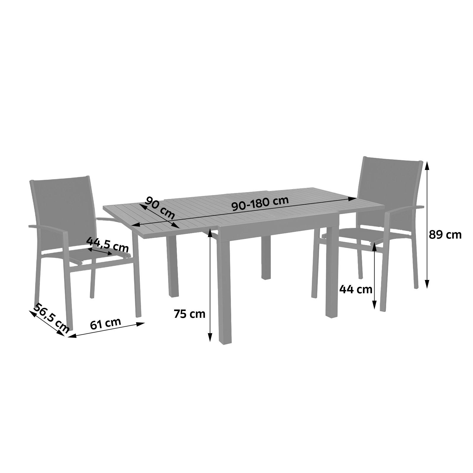 GARTENSET Aluminium  - Dunkelgrau, Basics, Kunststoff/Metall (61/89/56,5cm) - Gardenson