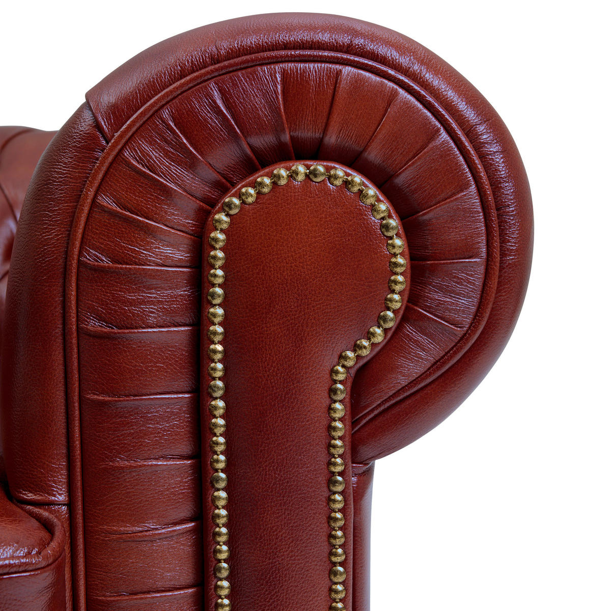 CHESTERFIELD-SOFA Rot Echtleder  - Rot/Nussbaumfarben, KONVENTIONELL, Leder/Holzwerkstoff (174/74/98cm) - Max Winzer