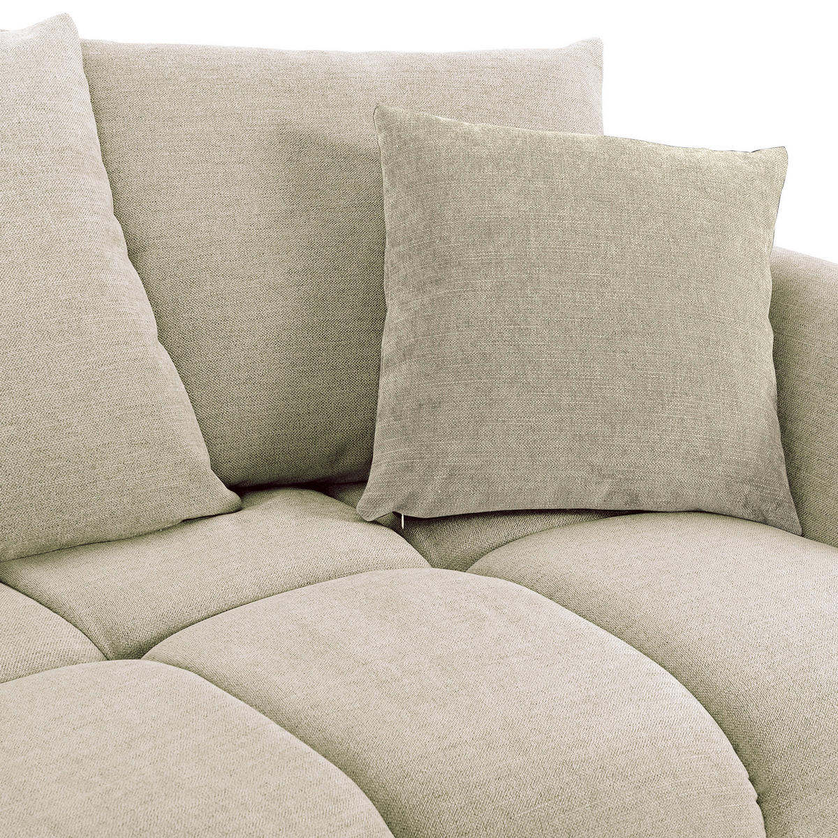 BIGSOFA in Flachgewebe Beige  - Beige/Schwarz, Konventionell, Holz/Textil (290/78/115cm) - Carryhome