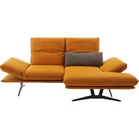 ECKSOFA in Echtleder Currygelb  - Currygelb/Schwarz, Design, Leder/Metall (210/130cm) - Dieter Knoll