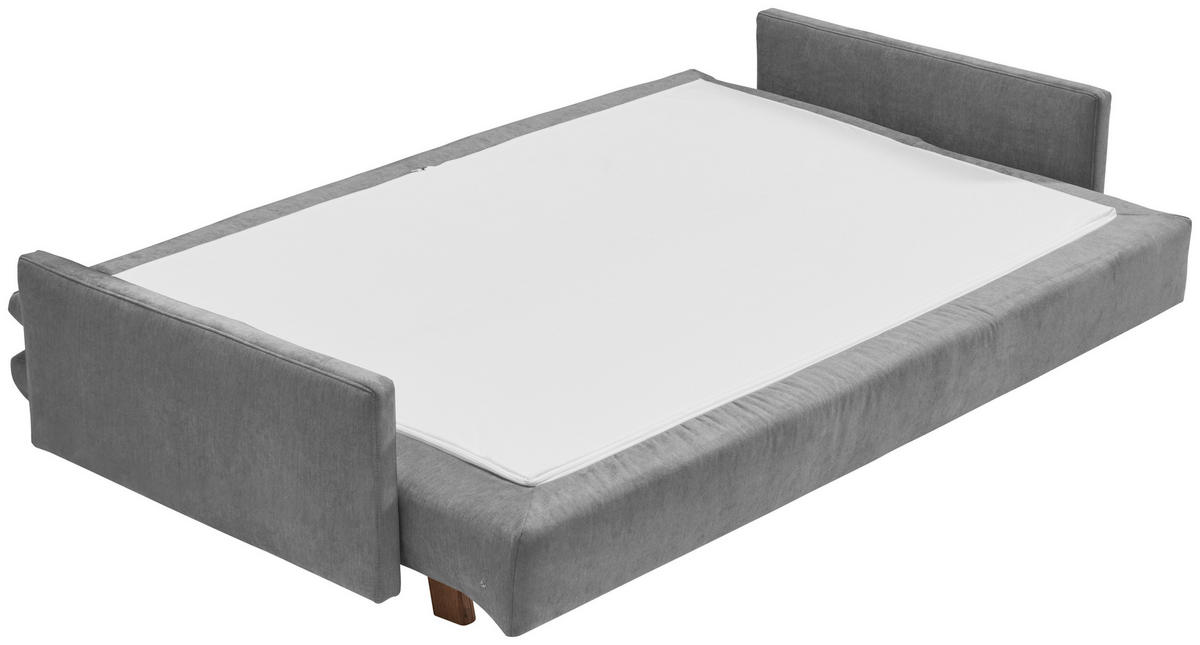 SCHLAFSOFA Flachgewebe Grau  - Eichefarben/Grau, KONVENTIONELL, Holz/Textil (220/85/98cm) - Carryhome