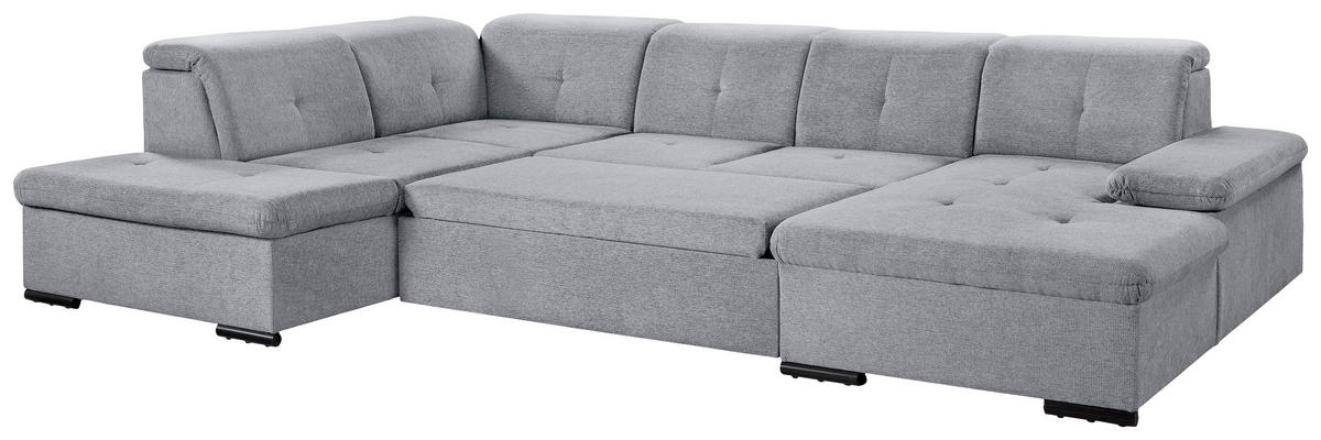 WOHNLANDSCHAFT Grau Chenille  - Grau, KONVENTIONELL, Kunststoff/Textil (188/340/240cm) - Carryhome