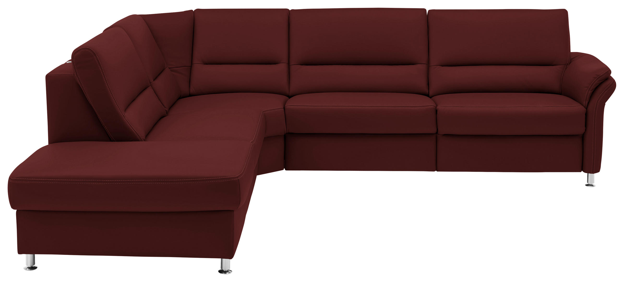 ECKSOFA in Echtleder Brombeere  - Brombeere/Beige, Design, Leder/Metall (249/288cm) - Beldomo Premium