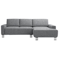 ECKSOFA  in Mikrovelours Grau  248/160 cm  - Alufarben/Grau, Design, Textil/Metall (248/160cm) - Sedda