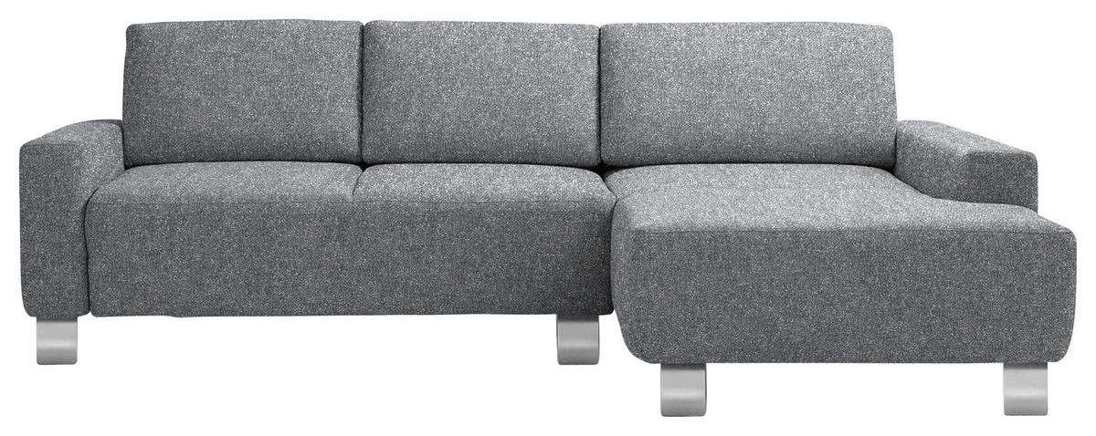 ECKSOFA  in Mikrovelours Grau  248/160 cm  - Alufarben/Grau, Design, Textil/Metall (248/160cm) - Sedda