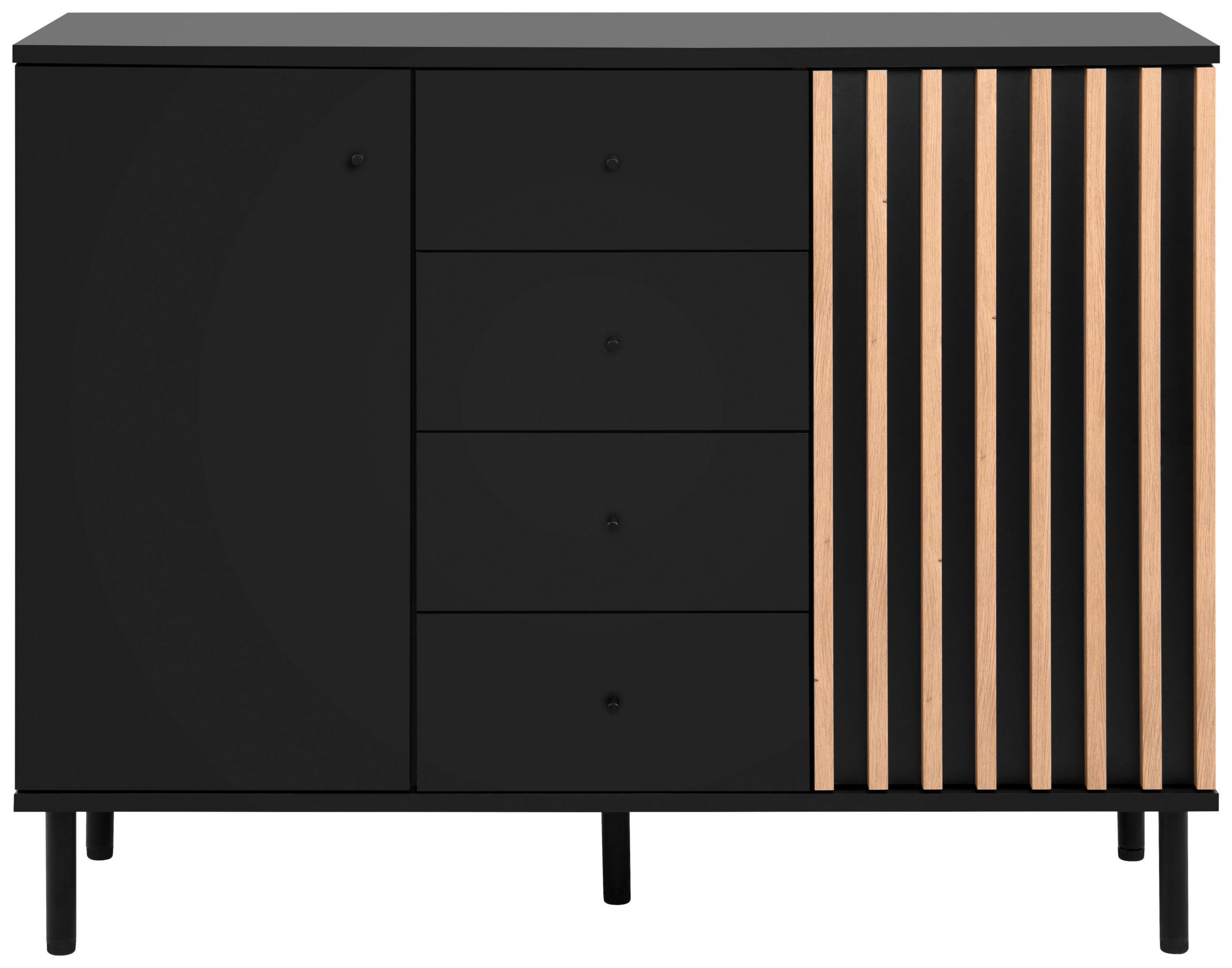 Livetastic Kommode Schwarz, Eiche Artisan 118x90x40 cm