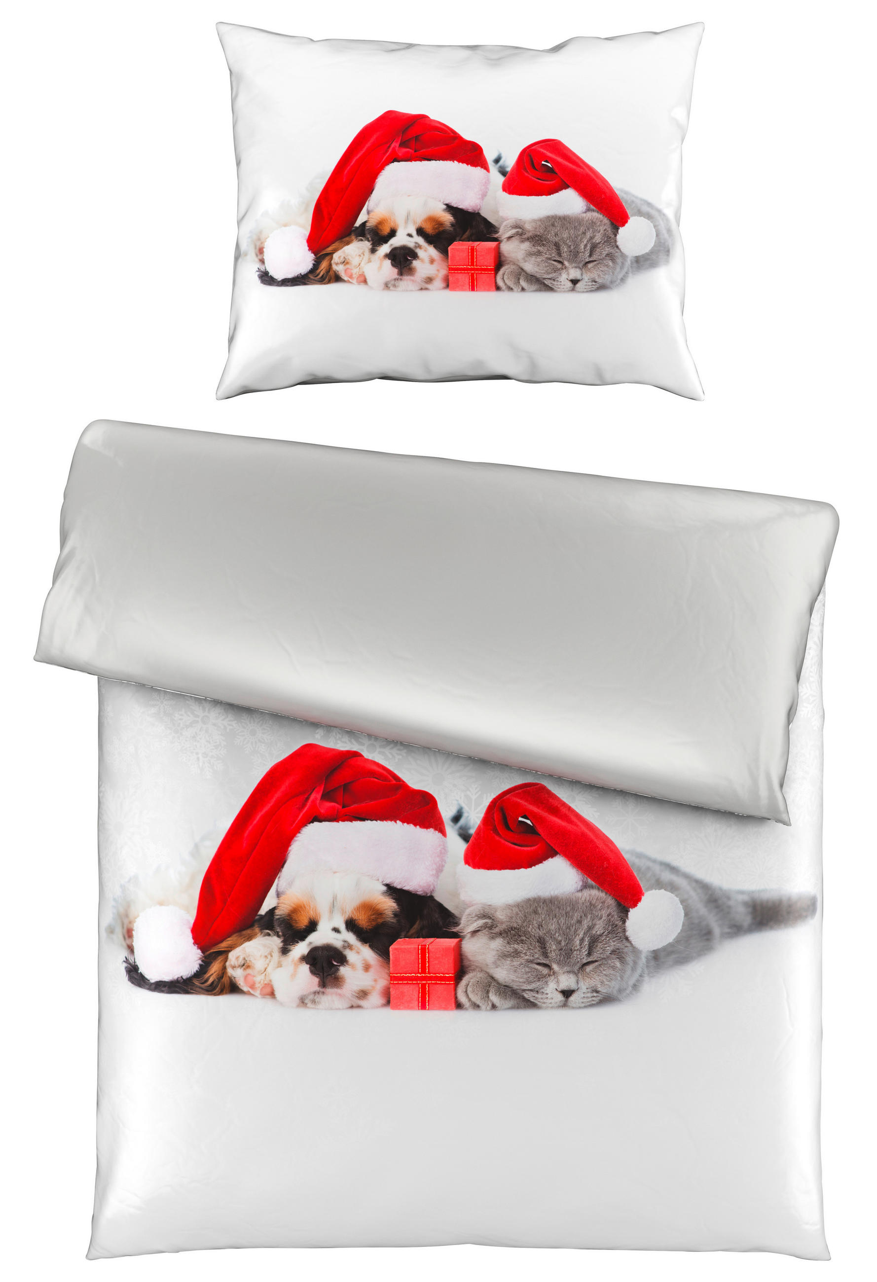 POSTELJINA SA DVA LICA DOZY 140/200 cm saten siva, crvena - siva/crvena, Osnovno, tekstil (140/200cm) - X-Mas