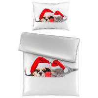 POSTELJINA SA DVA LICA DOZY 140/200 cm saten siva, crvena  - siva/crvena, Osnovno, tekstil (140/200cm) - X-Mas