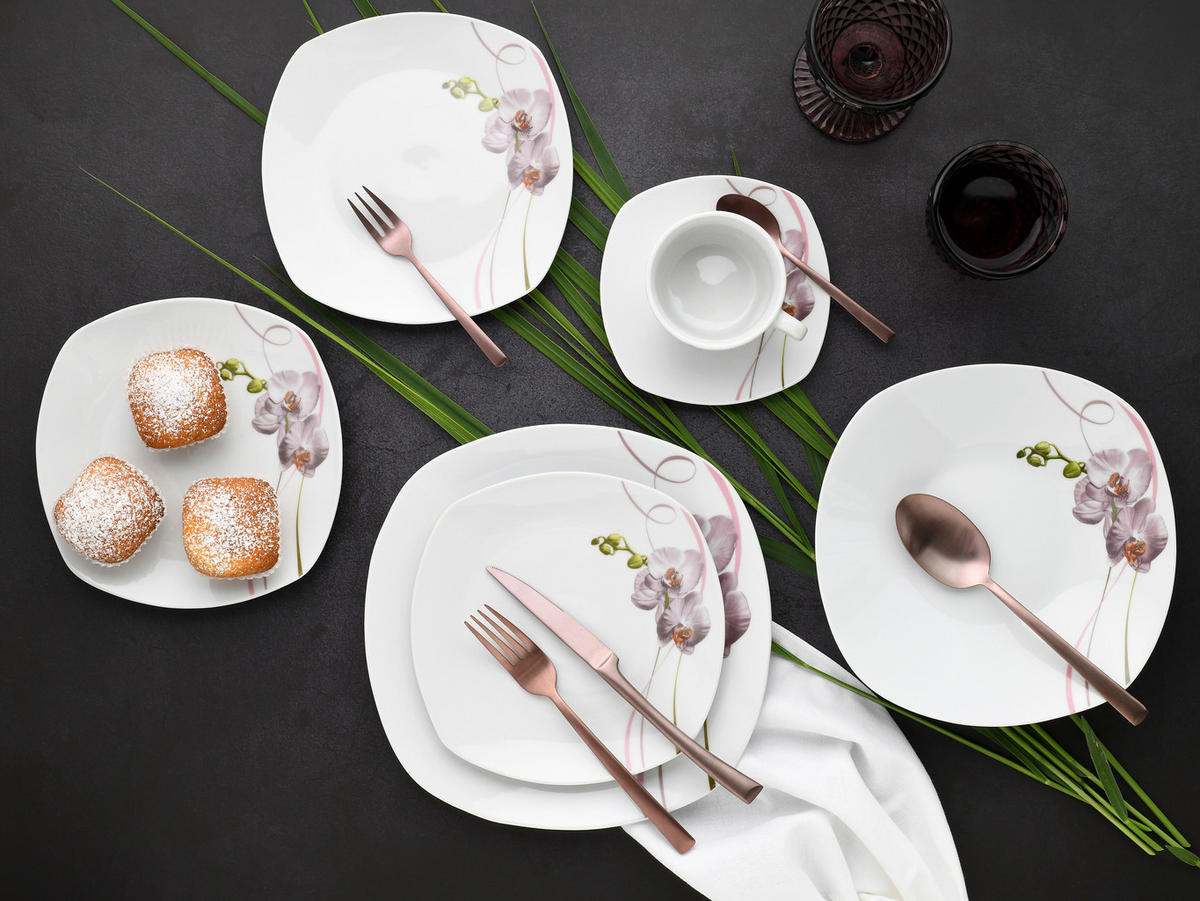 KOMBISERVICE Square Orchidee 30-teilig  - Multicolor, Trend, Keramik - Creatable