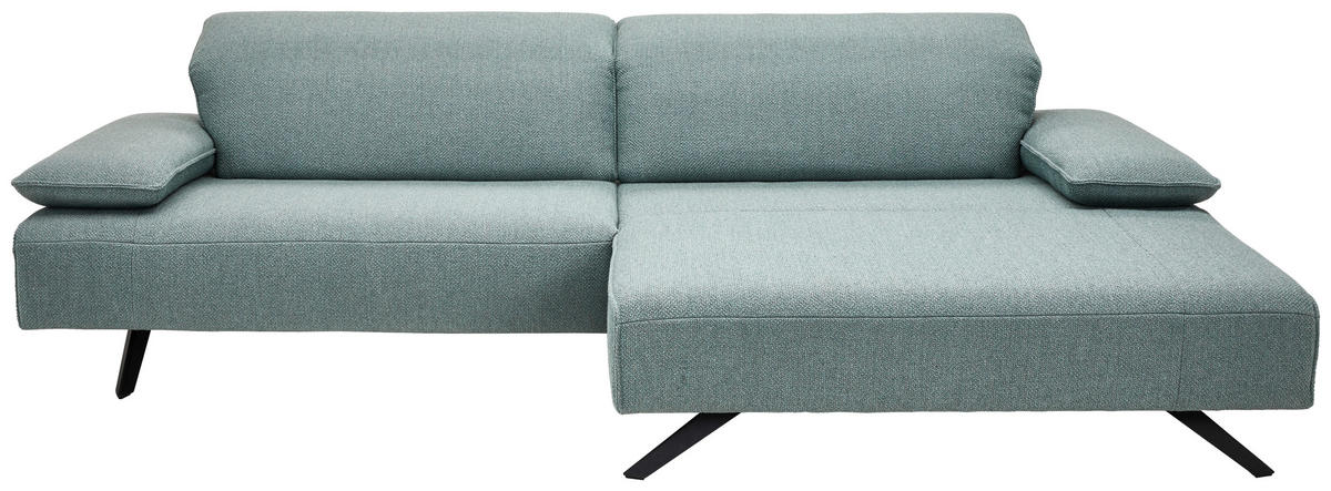 ECKSOFA Petrol Flachgewebe Armteilverstellung, Kopfteilverstellung  - Anthrazit/Petrol, Design, Textil (280/164cm) - Johann Jakob
