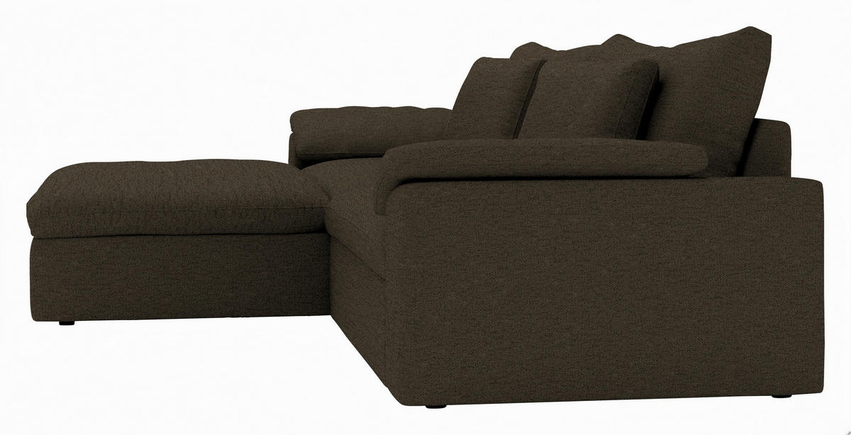 ECKSOFA Flachgewebe Schlammfarben  - Schlammfarben/Schwarz, Modern, Kunststoff/Textil (198/306cm) - Carryhome
