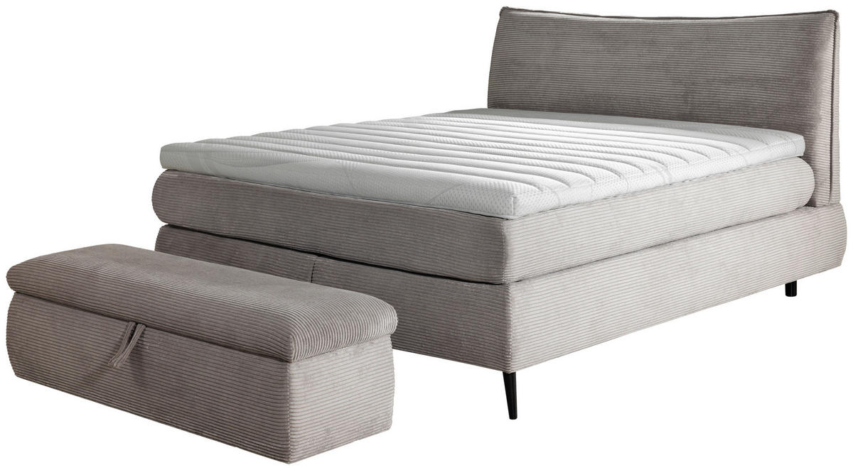 BOXSPRINGBETT 180/200 cm  in Grau  - Schwarz/Grau, Trend, Holz/Textil (180/200cm) - Esposa