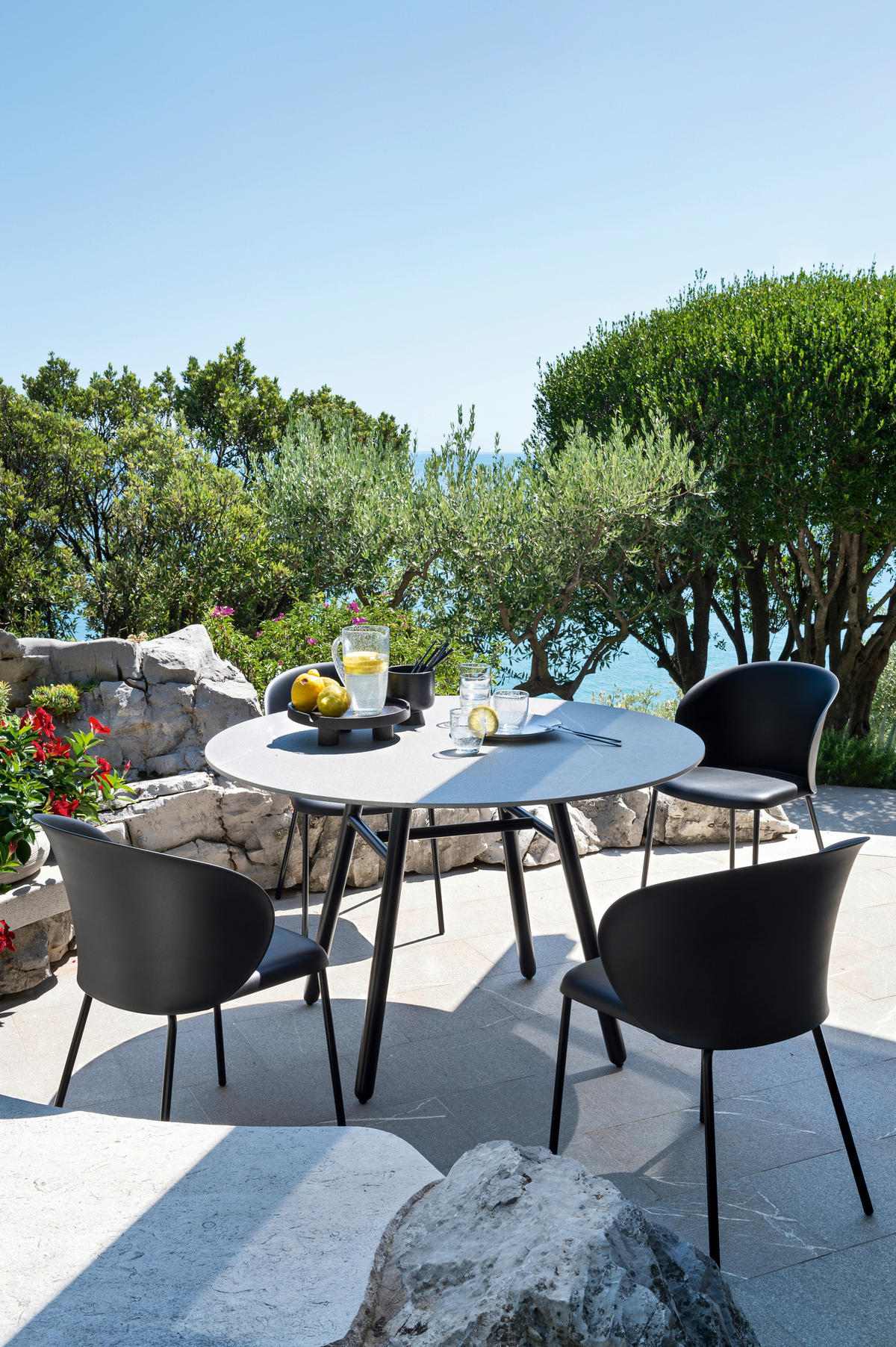 GARTENSTUHL-SET Schwarz  - Schwarz, Basics, Kunststoff/Metall (55/76/56cm) - Connubia 