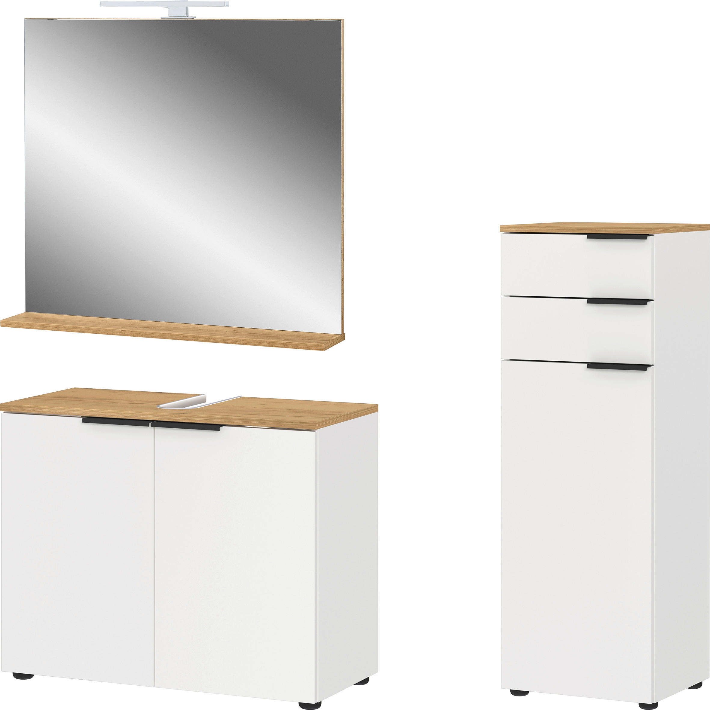 BADEZIMMER 3-teilig  in 130 cm  - Eichefarben/Schwarz, MODERN, Holzwerkstoff/Kunststoff (130cm) - Germania