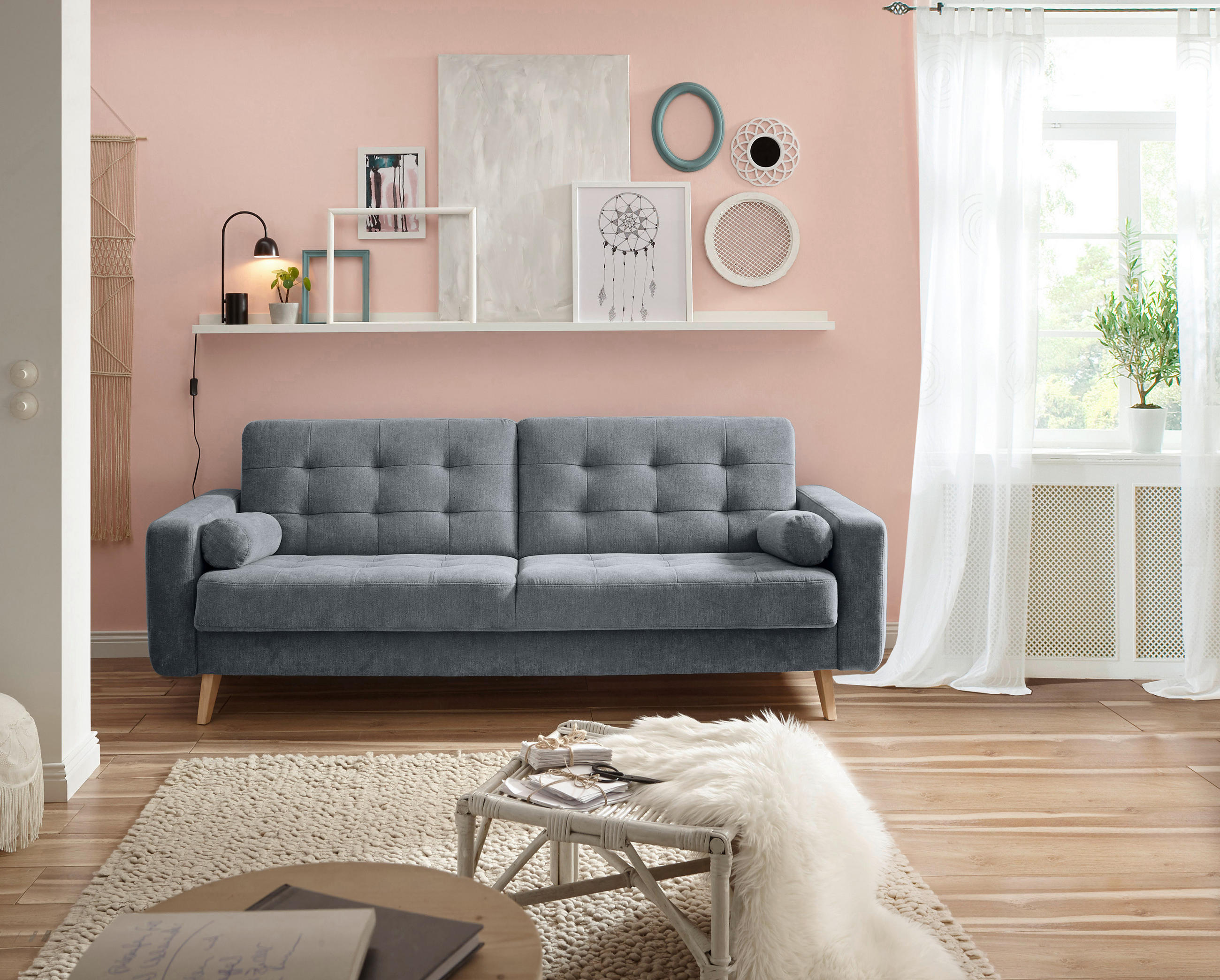 Thumbnail - Mid.you Schlafsofa, Anthrazit, Textil, 222x86x90 cm, Wohnzimmer, Sofas & Couches, Schlafsofas, Schlafsofas mit Bettkaste...
