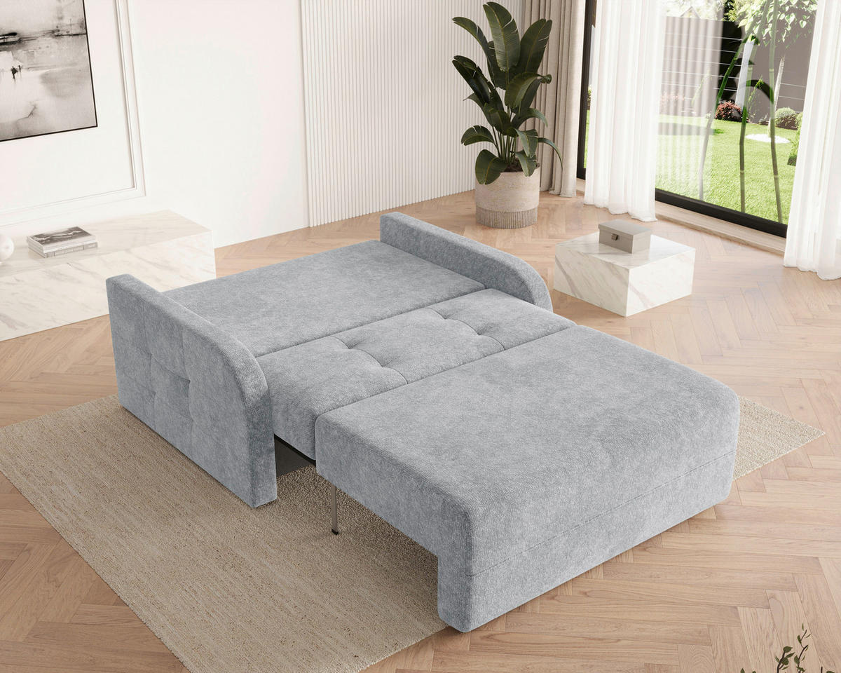 SCHLAFSOFA Chenille Blaugrau  inkl. Bettkasten, Schlaffunktion, Rücken echt, Liegefläche im Originalstoff  - Blaugrau/Schwarz, MODERN, Kunststoff/Textil (190/90/100cm) - Milino