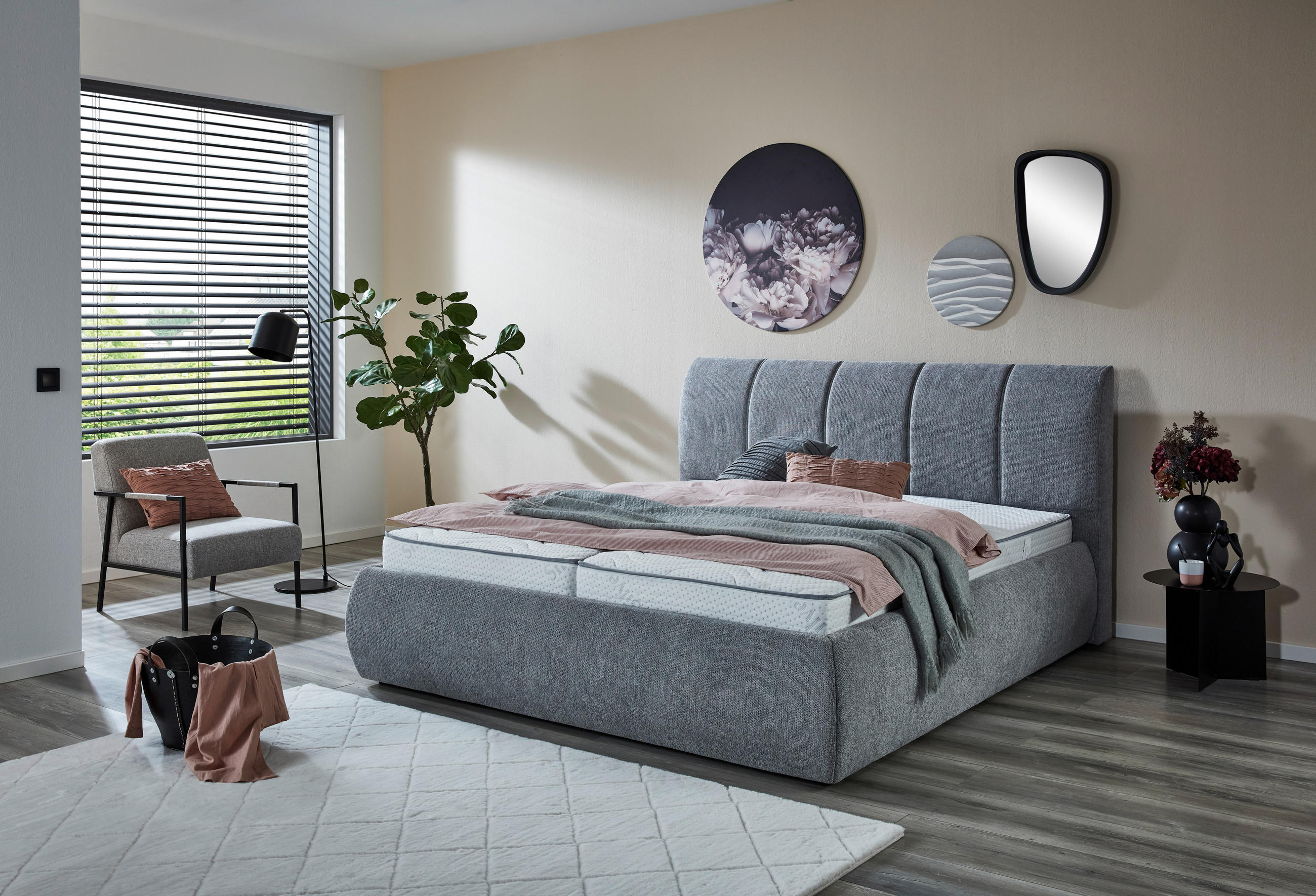 POLSTERBETT Silberfarben 180/200 cm  - Silberfarben/Schwarz, KONVENTIONELL, Kunststoff/Textil (180/200cm) - Carryhome